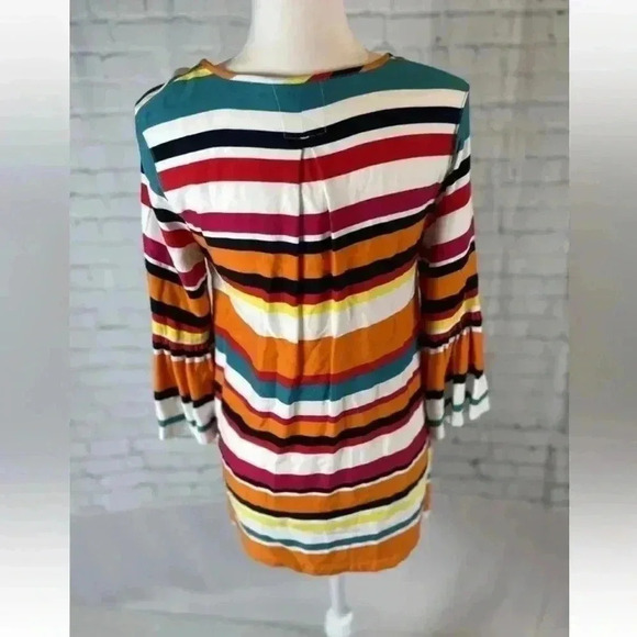 JOHN MARK rayon Striped Top Women’s Size S Babydoll Loose Fit Blouse Shirt boho - Picture 5 of 15